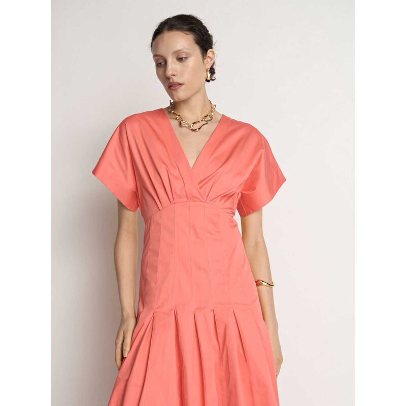 Veronika Maine Stretch Cotton Pleat Midi Dress image number 7